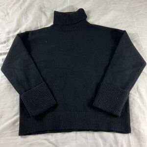 Charcoal Black Oversized Turtleneck Sweater